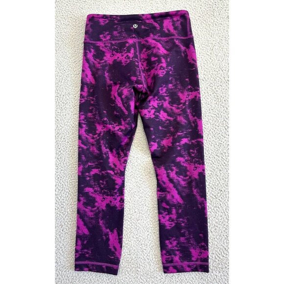 Lululemon Leggings Tie Dye Purple Pink Yoga 23” Inseam Thick - Picture 1 of 11